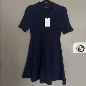 Theory Navy Blue Mini Wool Dress Size Small NWT